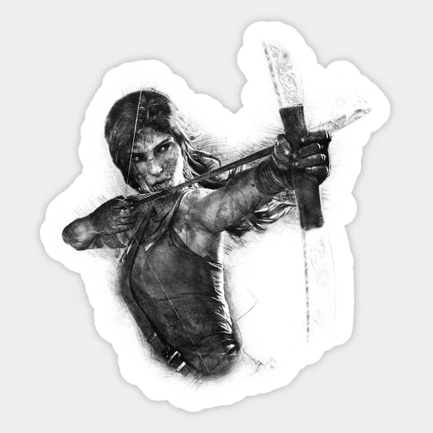 Lara Croft Drawing Sticker by TortillaChief